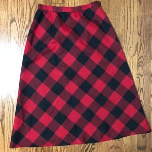 Red black Buffalo Plaid wool skirt women’s Small